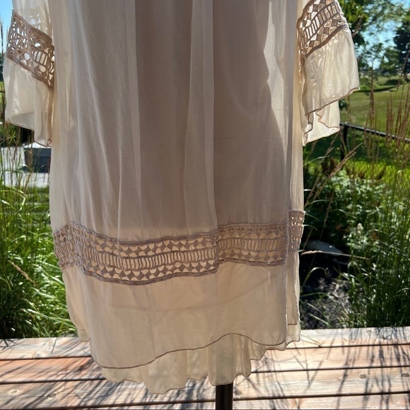 Giulia Italy Silk Crochet Flowy Bohemian Babydoll Dress - Picture 5 of 15